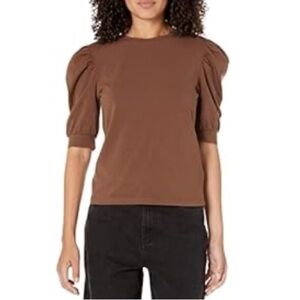 Elegant Brown Puff Sleeve Top